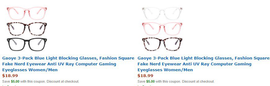 Fashion Blue Light Blocking Glasses for $13.99 at Amazon