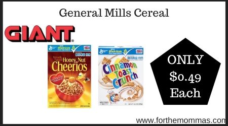 Giant: General Mills Cereal as low as FREE Starting 7/3!
