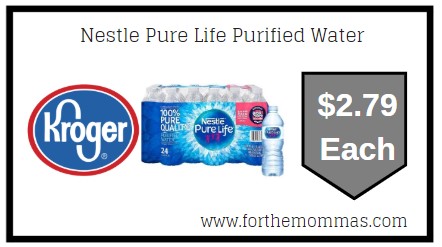 Kroger: Nestle Pure Life Purified Water 24 bottles $2.79 ( Kroger Digital Coupons)