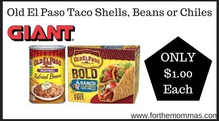 Giant: Old El Paso Taco Shells, Beans or Chiles