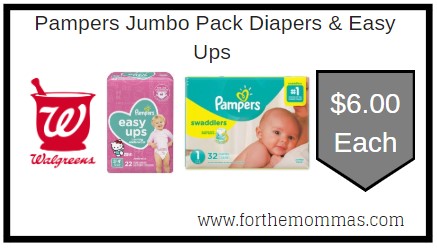 Walgreens: Pampers Jumbo Pack Diapers & Easy Ups ONLY $6 Each Starting 6/21