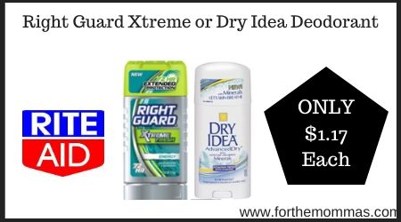 Rite Aid: Right Guard Xtreme or Dry Idea Deodorant