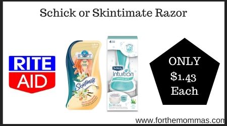 Rite Aid: Schick or Skintimate Razor