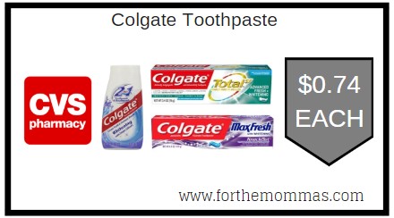 CVS: Colgate Toothpaste ONLY $0.74 