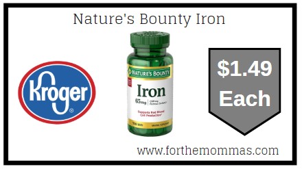 Kroger: Nature's Bounty Iron ONLY $1.49 {New Coupon}