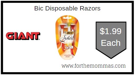 Giant: Bic Disposable Razors Just $1.99 Each