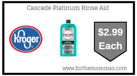 Kroger: Cascade Platinum Rinse Aid $2.99 {Kroger Digital Coupon}