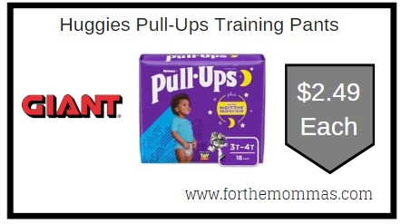 Giant: Huggies Pull-Ups Training Pants ONLY $2.49 Each & More