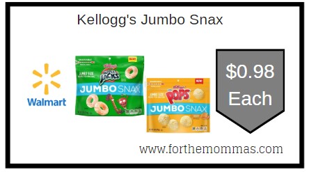Walmart: Kellogg's Jumbo Snax ONLY $0.98 each Thru 7/31