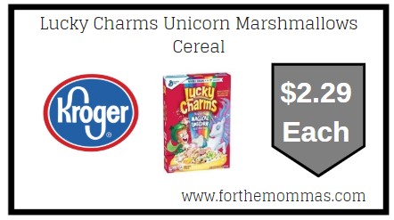 Kroger: Lucky Charms Unicorn Marshmallows Cereal $2.29 {Kroger Digital Coupon}