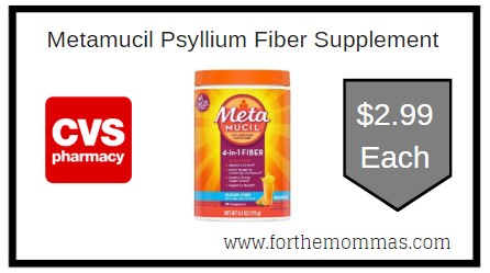 CVS: Metamucil Psyllium Fiber Supplement $2.99 