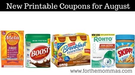New Printable Coupons for August