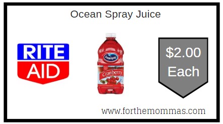 Rite Aid: Ocean Spray Juice ONLY $2.00 Each 
