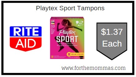 Rite Aid: Playtex Sport Tampons ONLY $1.37 Each 