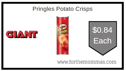 Giant: Pringles Potato Crisps Just $0.84