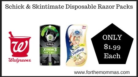 Walgreens: Schick & Skintimate Disposable Razor Packs