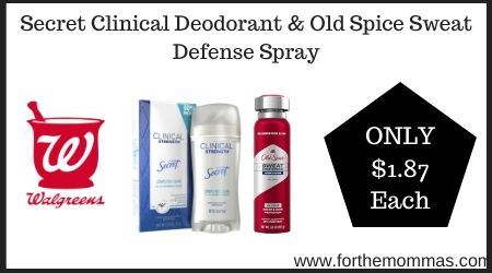 Walgreens: Secret Clinical Deodorant & Old Spice Sweat Defense Spray