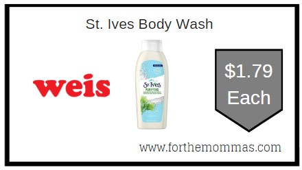 Weis: St. Ives Body Wash ONLY $1.79 Each