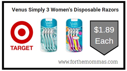 Target: Venus Simply 3 Women's Disposable Razors - 4ct  $1.89