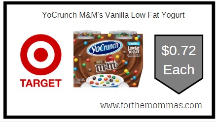 Target: YoCrunch M&M's Vanilla Low Fat Yogurt ONLY $0.72 Each