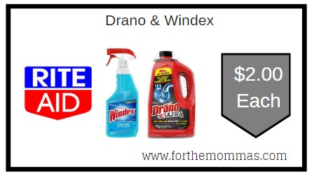 Rite Aid: Drano & Windex ONLY $2.00 Each Starting 7/12