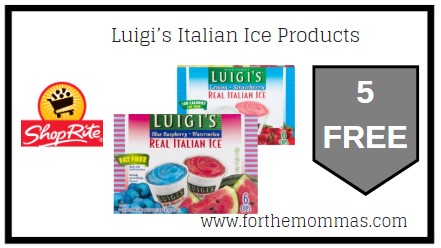 ShopRite: 5 FREE Luigi’s Italian Ice Products