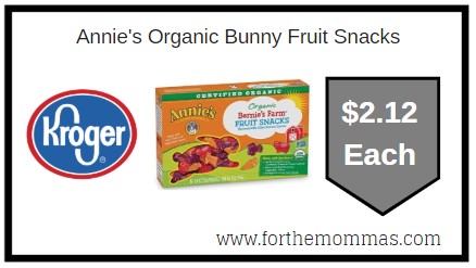 Kroger: Annie's Organic Bunny Fruit Snacks $2.12 (Kroger Digital Coupon) Ends Today!!
