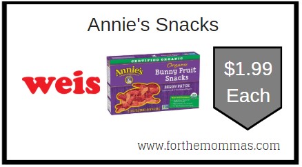 Weis: Annie's Snacks ONLY $1.99 Each
