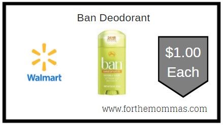 Walmart: Ban Deodorant ONLY $1.00 Each