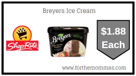 ShopRite: Breyers Ice Cream Just $1.88 Each