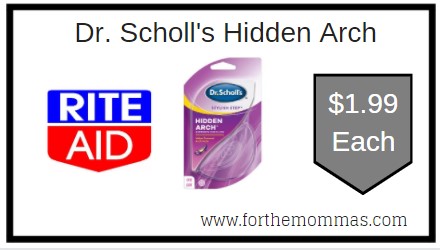 Rite Aid: Dr. Scholl's Hidden Arch ONLY $1.99 Each