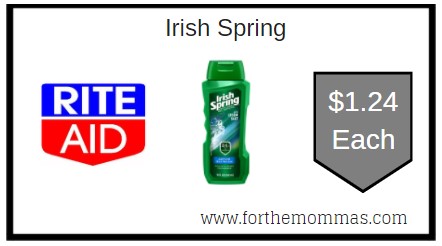 Rite Aid: Irish Spring ONLY $1.24 Each