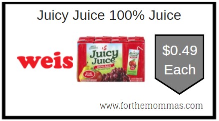 Weis: Juicy Juice 100% Juice ONLY $0.49 Each