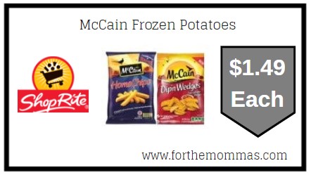 ShopRite: McCain Frozen Potatoes Just $1.49 Each 