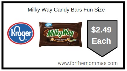 Kroger: Milky Way Candy Bars Fun Size $2.49 (Kroger Digital Coupon)