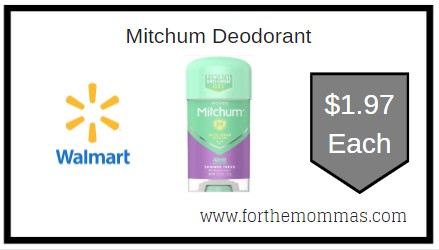 Walmart: Mitchum Deodorant ONLY $1.97 Each 