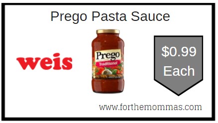 Weis: Prego Pasta Sauce ONLY $0.99 Each
