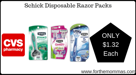 CVS: Schick Disposable Razor Packs ONLY $1.32 Each Through 8/7