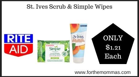 Rite Aid: St. Ives Scrub & Simple Wipes