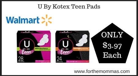 Walmart: U By Kotex Teen Pads