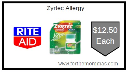 Rite Aid: Zyrtec Allergy ONLY $12.50 Each Thru 8/8