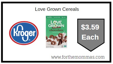 Kroger: Love Grown Cereals $3.59 {Kroger Digital Coupon}