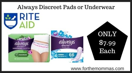 Rite Aid: Always Discreet Pads or Underwear