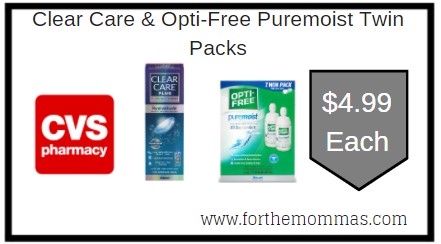 CVS: Clear Care & Opti-Free Puremoist Twin Packs ONLY $4.99