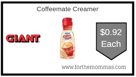Giant: Coffeemate Creamer ONLY $0.92 Each 