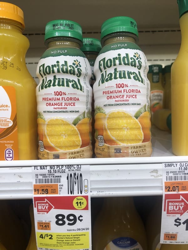Giant: Florida's Natural Orange Juice 10 Oz
