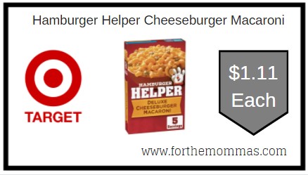 Target: Hamburger Helper Cheeseburger Macaroni $1.11 