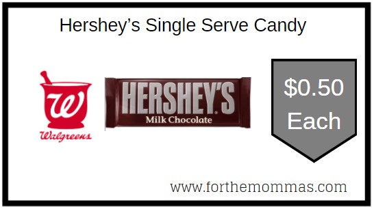 Walgreens: Hershey’s Single Serve Candy ONLY $0.50 Each 