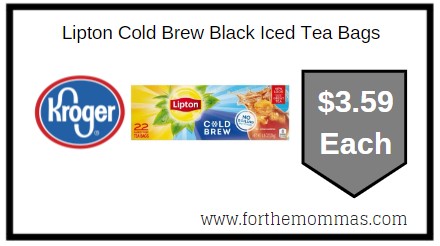 Kroger: Lipton Cold Brew Black Iced Tea Bags $3.59 {Kroger Digital Coupon}
