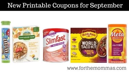 New Printable Coupons for September